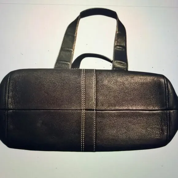 Vintage Coach Black Leather Soho Buckle Tote Y2K Era Silver Hardware - Picture 4 of 7
